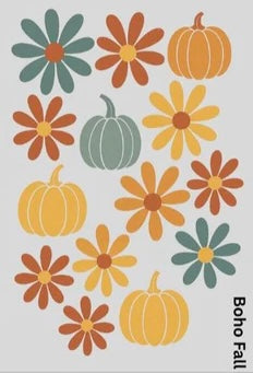 Pumpkins with flowers
